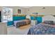 Two twin beds with blue themed bedding and a window at 4603 Cumbrian Lakes Dr, Kissimmee, FL 34746