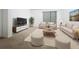 Living room with beige couches, coffee table, and a mounted TV at 102 Lake Tracy Ct, Haines City, FL 33844