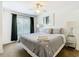 Main bedroom with king-size bed, gray bedding, and large window at 4012 Santa Maria # 101, Kissimmee, FL 34741