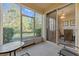 Relaxing screened porch with outdoor furniture and wooded views at 879 Assembly Ct, Reunion, FL 34747