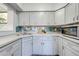 Updated kitchen with gray cabinets and tile backsplash at 309 Poinciana Cir, Kissimmee, FL 34744