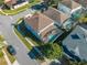 Elevated view showcasing the home's pool, roof, and backyard at 1079 Berkeley Dr, Kissimmee, FL 34744