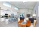 Modern kitchen with white cabinets, blue appliances, and large island at 803 E 11Th Ave, New Smyrna Beach, FL 32169