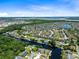 Aerial view of a waterfront community with lush green landscape and canal at 2545 Harris Blvd, Kissimmee, FL 34746