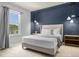 Stylish bedroom with a king-size bed, modern lighting, and blue accent wall at 4141 Lana Ave, Davenport, FL 33897