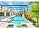 Inviting pool and spa with a screen enclosure and lush landscaping at 1020 Golf Course Pkwy, Davenport, FL 33837