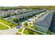 Aerial view of a community of townhouses, showcasing the neighborhood's layout at 4414 Le Reve Ct, Kissimmee, FL 34746