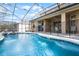 Inviting swimming pool with spa and screened enclosure at 673 Copeland Dr, Haines City, FL 33844