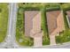 An aerial view showcasing a single-Gathering home's roofline and landscaping at 681 San Joaquin Rd, Poinciana, FL 34759