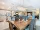 Bright dining room with a wood table and chairs, adjacent to the kitchen at 681 San Joaquin Rd, Poinciana, FL 34759