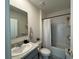 Clean bathroom with tub, toilet and sink vanity at 2843 Turnstone Run, Harmony, FL 34773