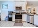 Modern kitchen with stainless steel appliances and white cabinets at 590 Tanaro Ln, Haines City, FL 33844