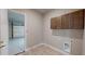 Convenient laundry room with garage access and upper cabinets at 128 Mosaic Blvd, Daytona Beach, FL 32124