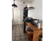 Kitchen with wood counter, stove, and shelving at 136 Madera Dr, Winter Haven, FL 33880
