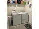 Convenient laundry room with washer, dryer, and storage shelves at 6945 Church Lake St, Groveland, FL 34736