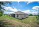 House exterior showcasing a large backyard and screened patio at 4046 Dinner Lake Way, Lake Wales, FL 33859