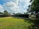 Large backyard with screened patio and lush green grass at 6004 Hilltop E Ln, Lakeland, FL 33809