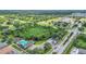 Wide aerial view of community, pool, and surrounding landscape at 1801 Stargazer Trl, Kissimmee, FL 34758