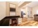 Eat-in kitchen with built-in desk and ample cabinet storage at 582 Caledonia Pl, Sanford, FL 32771