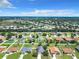 Wide aerial view of a residential neighborhood with green spaces at 5411 Great Egret Dr, Leesburg, FL 34748
