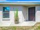 House entrance with a dark brown door and a planter at 5411 Great Egret Dr, Leesburg, FL 34748