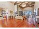Spacious community clubhouse lobby with comfortable seating and fireplace at 251 Tomelloso Way, Davenport, FL 33837