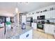 Modern kitchen featuring stainless steel appliances and a granite countertop island at 612 Chicago Way, Dundee, FL 33838