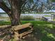 Enjoy lake views from this lakeside picnic table under a large tree at 2002 Amesbury Dr, Auburndale, FL 33823