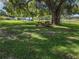 Relaxing lakeside picnic area with wooden tables under a large shade tree at 2002 Amesbury Dr, Auburndale, FL 33823