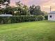 Large backyard with lush grass and privacy hedge at 3234 Bonnybrook S Dr, Lakeland, FL 33811