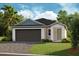 One-story home with dark brown garage door, light-colored walls, and a landscaped lawn at 9565 Sw 62Nd Ct, Ocala, FL 34476