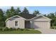 One-story home with gray siding, dark roof, and a two-car garage at 1338 Inkberry Cir, Deland, FL 32720