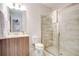 Clean bathroom with shower and toilet. Simple design with modern fixtures at 7650 Fairfax Dr, Kissimmee, FL 34747