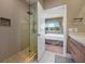 Modern bathroom with a glass shower and updated fixtures at 7482 Brooklyn Dr, Kissimmee, FL 34747