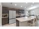 Modern kitchen with dark cabinets, white countertops, and stainless steel appliances at 524 Scenic Bluff Blvd, Lake Wales, FL 33853