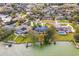 Aerial view of a waterfront property with a dock and nearby homes at 1212 Lake Point Dr, Lakeland, FL 33813