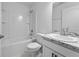 Clean bathroom with shower/tub combo and granite countertop at 2162 Hadley Rd, Bartow, FL 33830