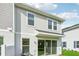 Back exterior view of townhome with sliding glass doors leading to a private patio at 551 Astera Winds Ln, Lake Mary, FL 32746