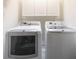 Laundry room with white cabinets and a matching washer and dryer set at 409 Greenfield, Winter Haven, FL 33884