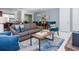 Living room with gray sofa, blue armchair, and wooden coffee table at 1534 Carey Palm Cir, Kissimmee, FL 34747