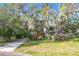 Landscaped front yard with mature trees and a paved pathway leading to the house at 151 Pine St, Babson Park, FL 33827