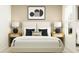 Bright bedroom with a queen-size bed, nightstands, and modern decor at 1299 Inkberry Cir, Deland, FL 32720