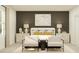 Spacious main bedroom with a cozy bed, dark accent wall, and plenty of natural light at 1299 Inkberry Cir, Deland, FL 32720