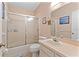 Clean bathroom with a shower/tub combo and a vanity at 1967 Long Boat Dr, Lakeland, FL 33810