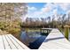Long wooden dock extending over calm water at 10801 Sw 185Th Ter, Dunnellon, FL 34432