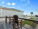 Oceanfront view from private deck, featuring two adirondack chairs at 3580 Ocean Shore Blvd, Ormond Beach, FL 32176