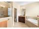 Primary bathroom with soaking tub and walk-in shower at 509 W Victoria Trails Blvd, Deland, FL 32724