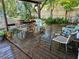 Relaxing back patio with wooden deck and seating at 24008 Ermine Rd, Astor, FL 32102
