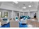 Open living area with hardwood floors, white sofas, and blue accents at 717 Ocean Shore Blvd, Ormond Beach, FL 32176
