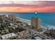 Aerial view of beachfront high-rise building and coastline at 3425 S Atlantic Ave # 1105, Daytona Beach Shores, FL 32118